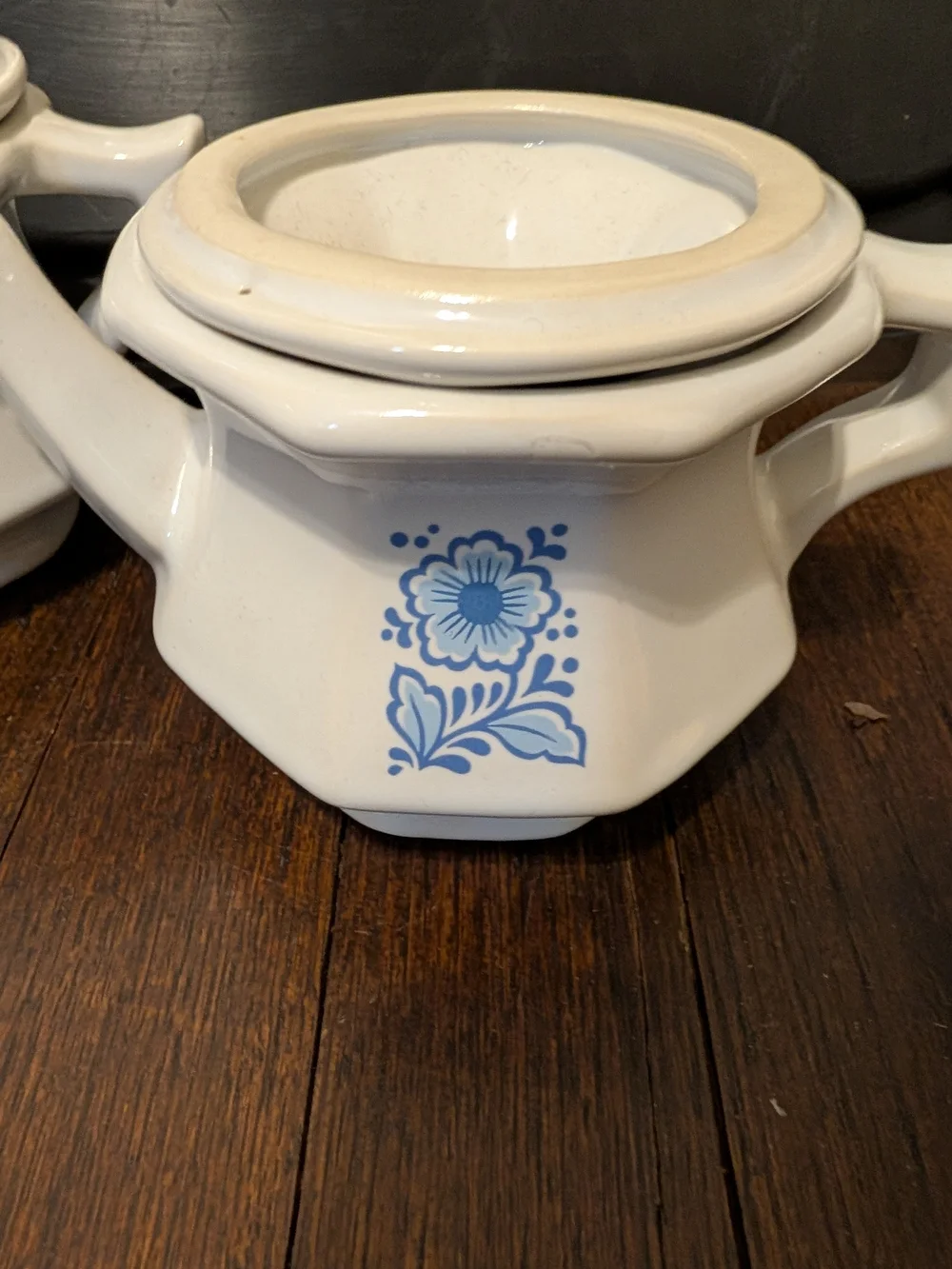 White Ceramic Sugar and Creamer Set with Blue Floral Motif